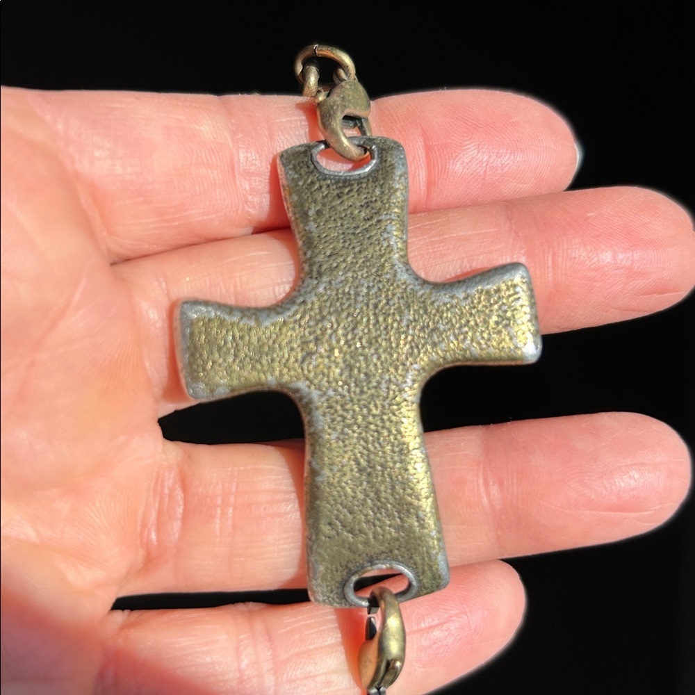Lenny & Eva Cross Bracelet Bronze Tone Link Bracelet Boho Faith Jewelry